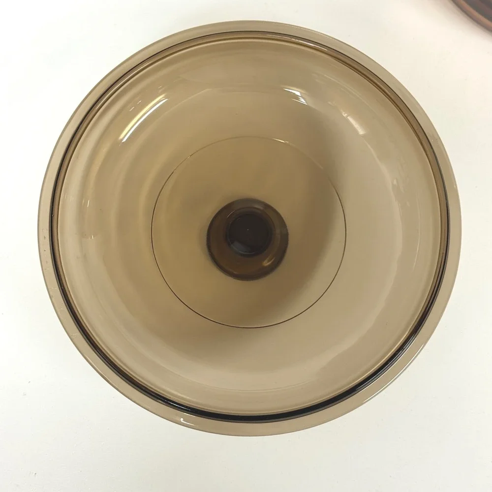 Vintage Vision Corning Amber Glass 2.5L Saucepan with Lid Made in USA